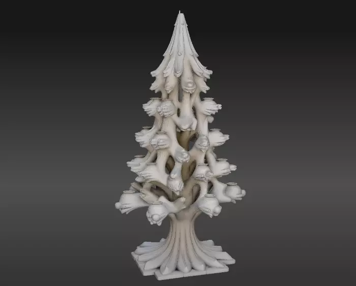Winter Tree Lantern 3D Model Tree Decor with Lantern Slots Low-poly 3D model_4
