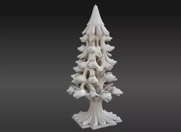 Winter Tree Lantern 3D Model Tree Decor with Lantern Slots Low-poly 3D model_3