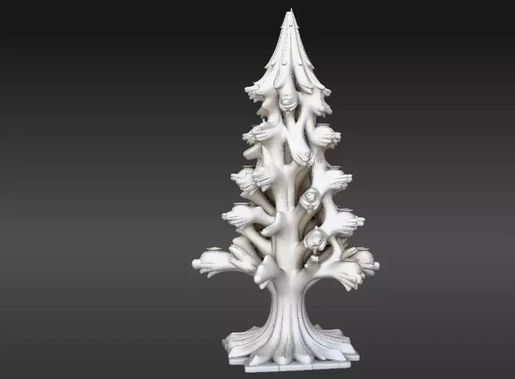 Winter Tree Lantern 3D Model Tree Decor with Lantern Slots Low-poly 3D model_0