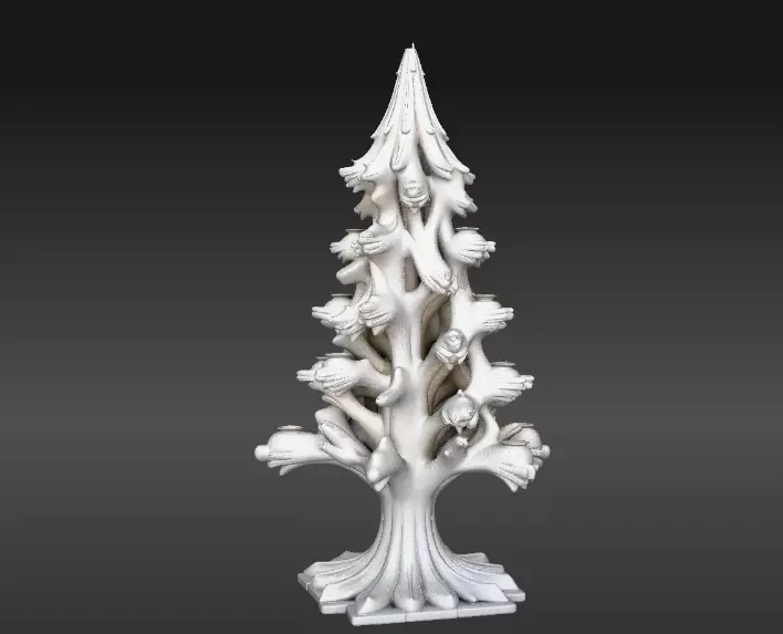 Winter Tree Lantern 3D Model Tree Decor with Lantern Slots Low-poly 3D model_1