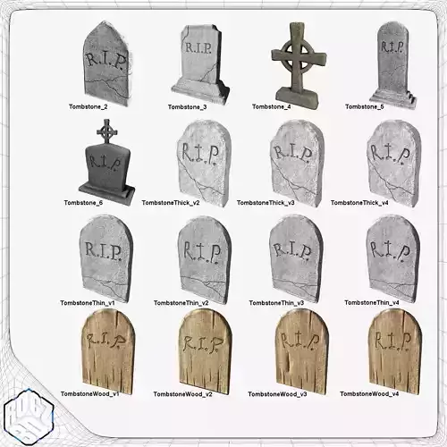 Tombstone Pack Low-poly 3D model