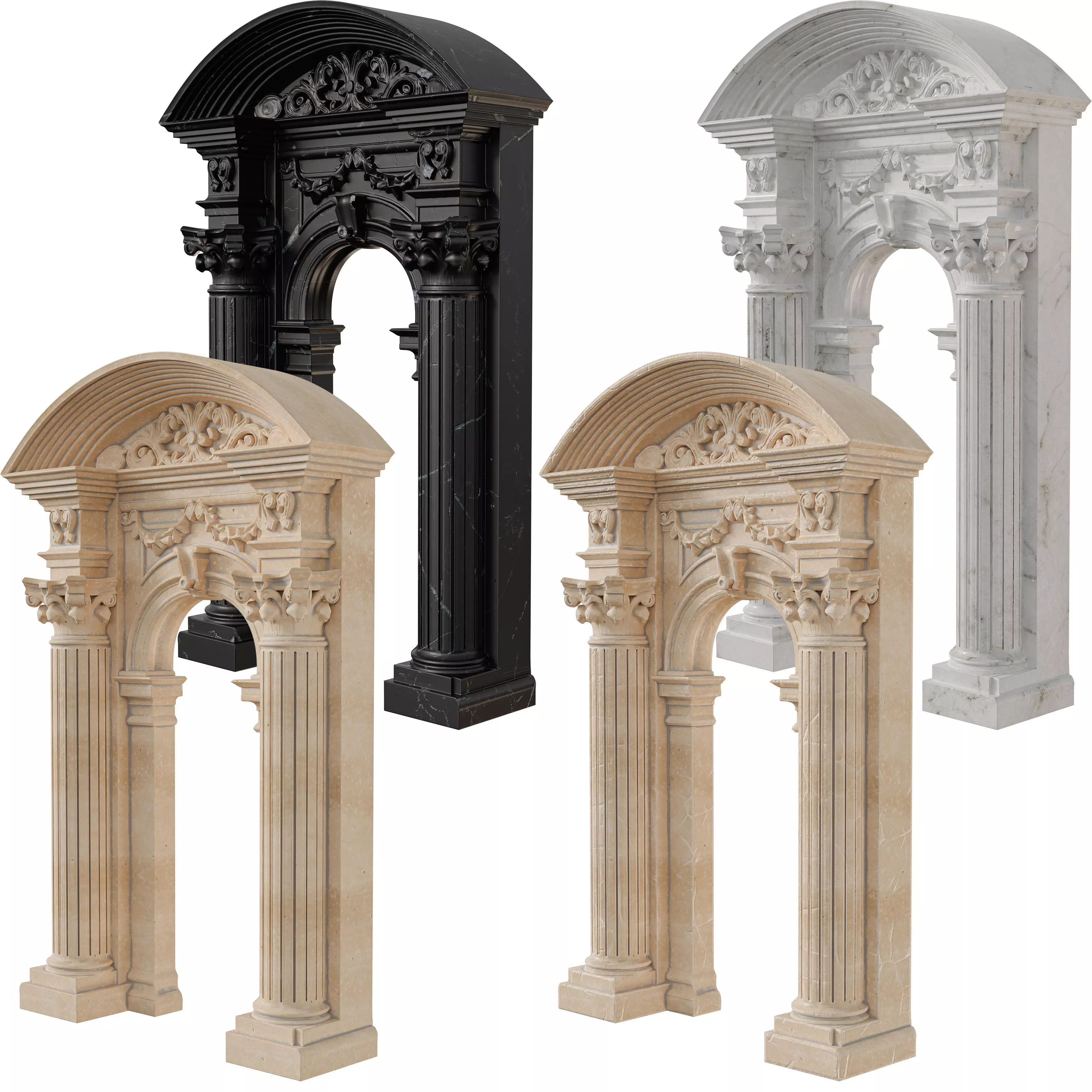 Classical Architectural Columns -Arches and Decorative Pillars Low-poly 3D model_3