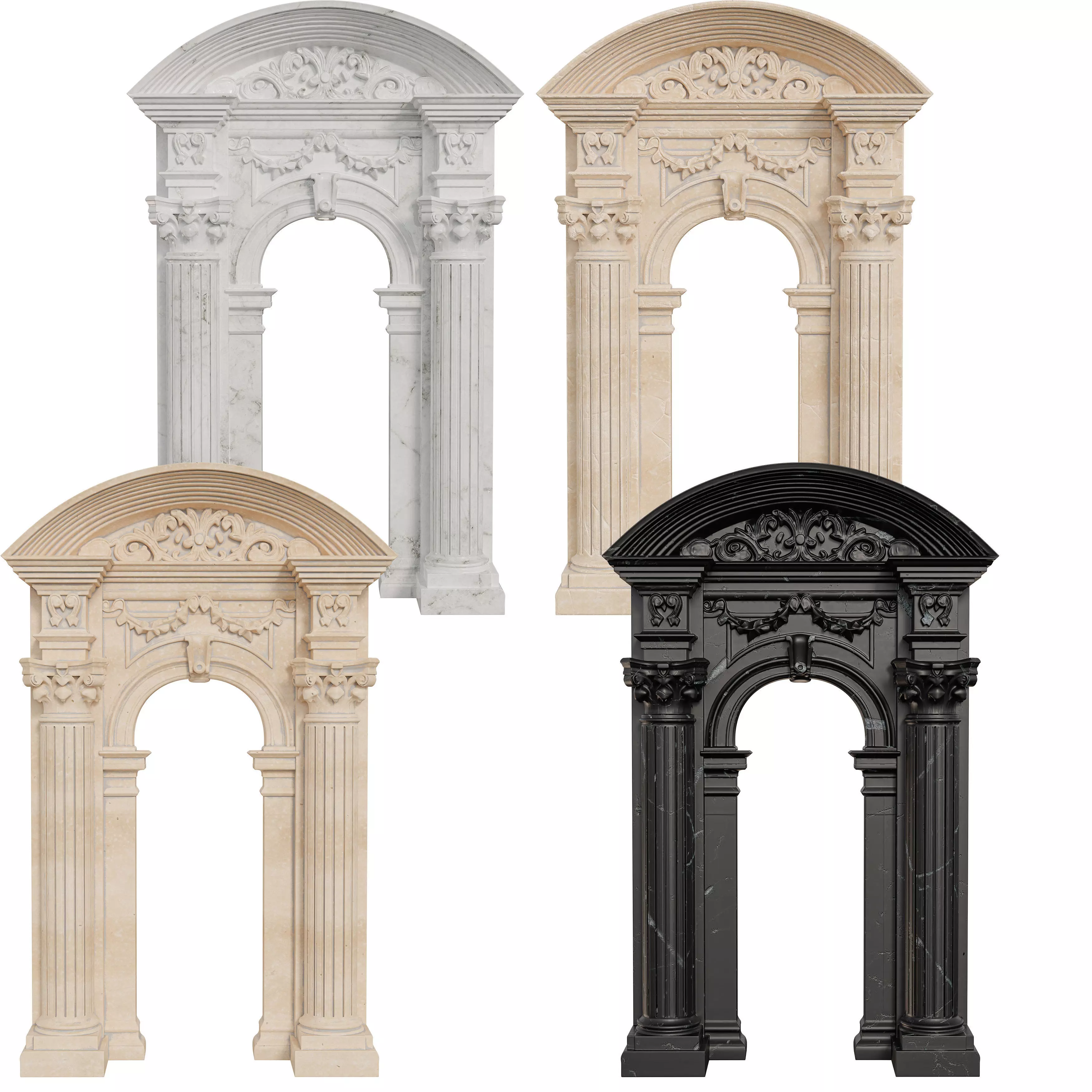 Classical Architectural Columns -Arches and Decorative Pillars Low-poly 3D model_5