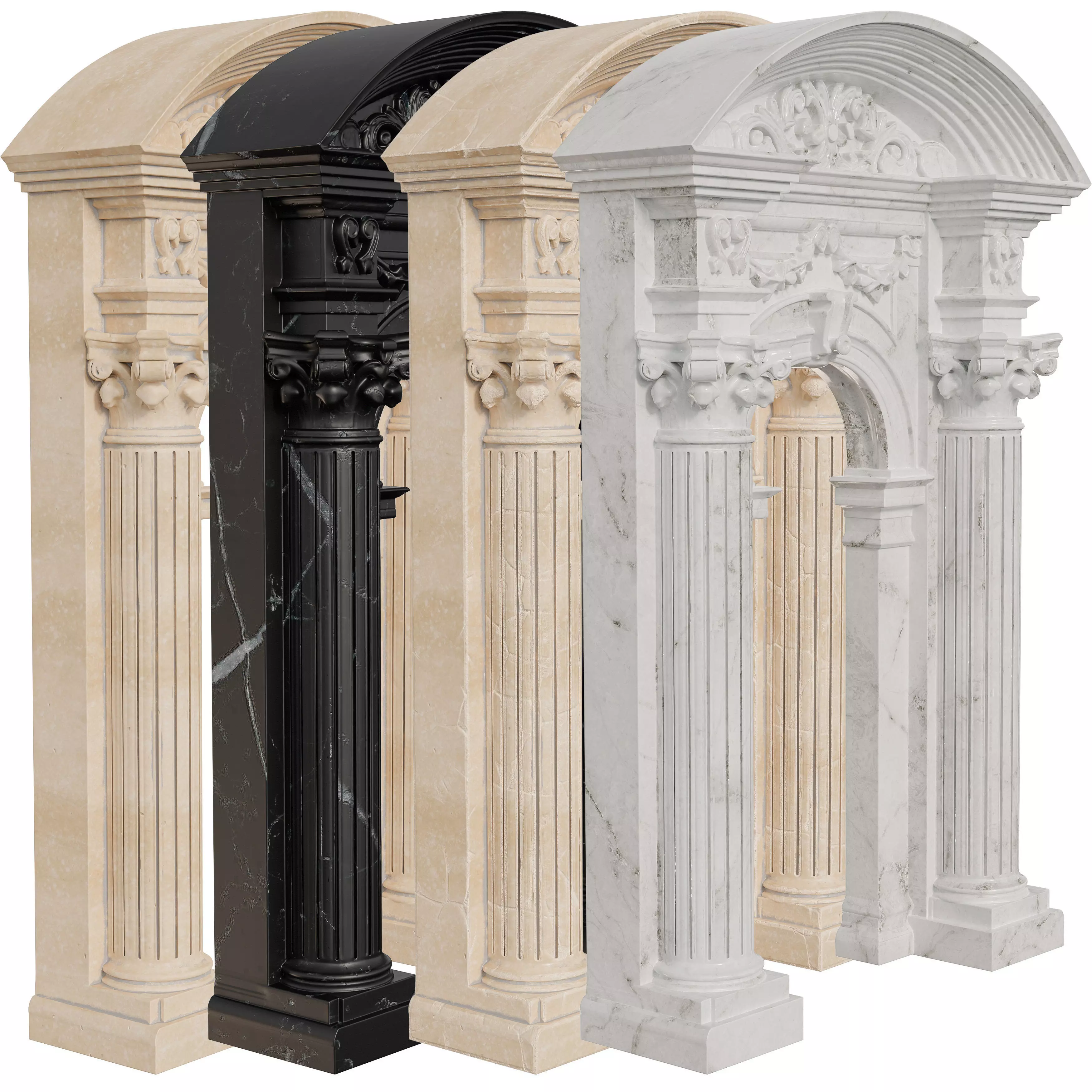Classical Architectural Columns -Arches and Decorative Pillars Low-poly 3D model_2