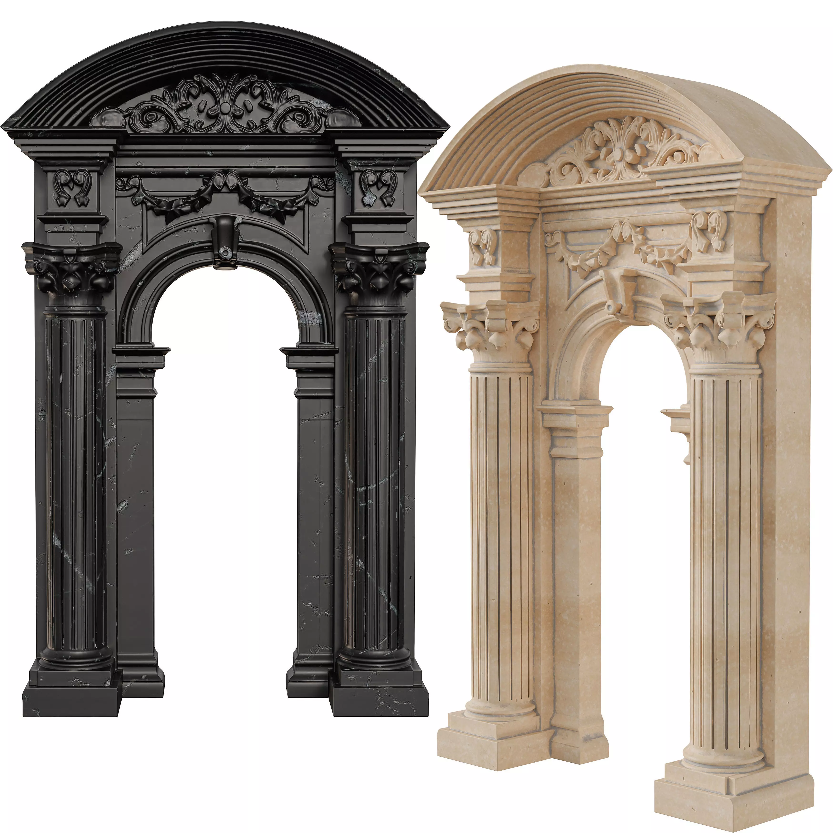 Classical Architectural Columns -Arches and Decorative Pillars Low-poly 3D model_4