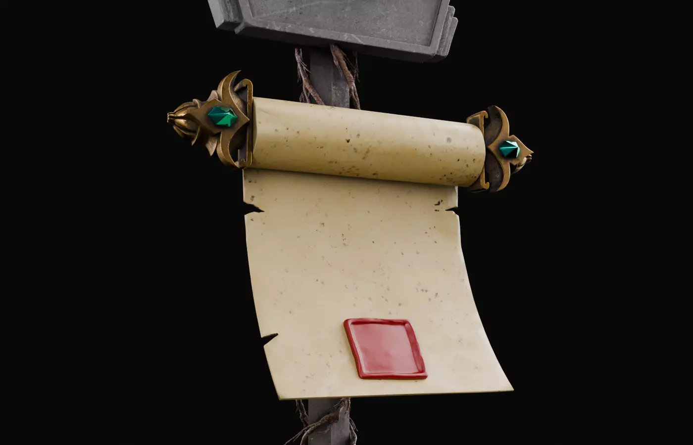 Royal Sword and Scroll PropHighPoly MedievalFantasyAsset3Dmodel 3D model_2