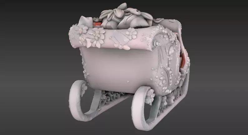 Christmas Candy Gift Sleigh Fully Joint Model Low-poly 3D model_2