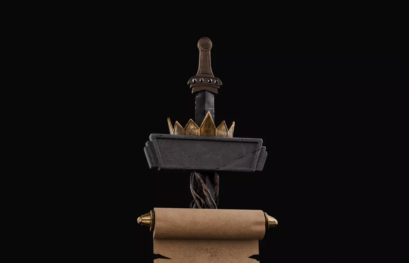 Royal Sword and Scroll Pack MedievalFantasyAsset3Dmodel 3D model_6