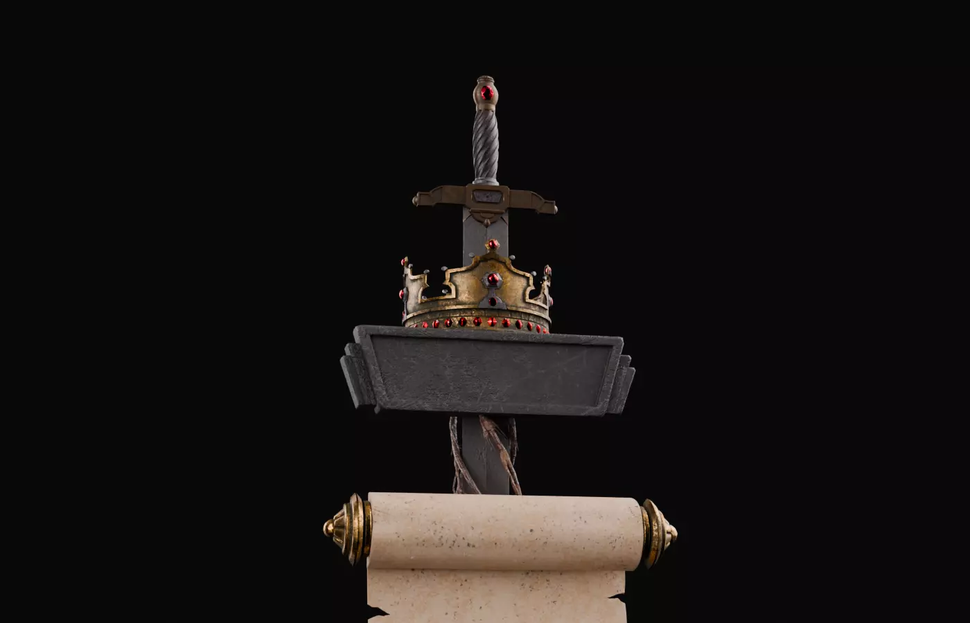 Royal Sword and Scroll Pack MedievalFantasyAsset3Dmodel 3D model_16