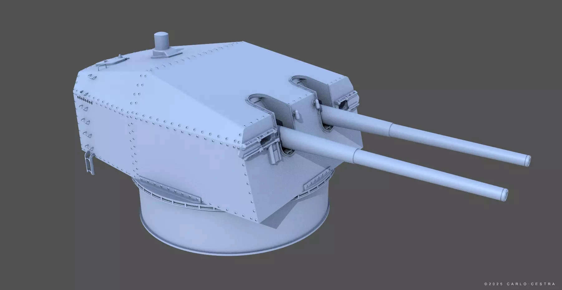 Bismarck 15cm turret 01 - Personal license - 1-350 scale 3D print model_0