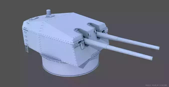 Bismarck 15cm turret 01 - Personal license - 1-350 scale