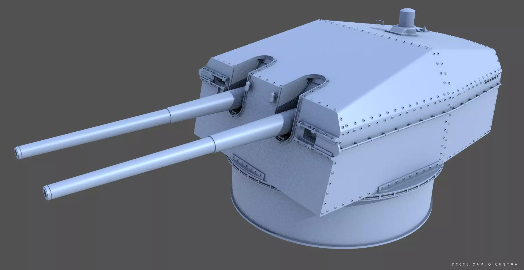 Bismarck 15cm turret 01 - Personal license - 1-350 scale 3D print model_3