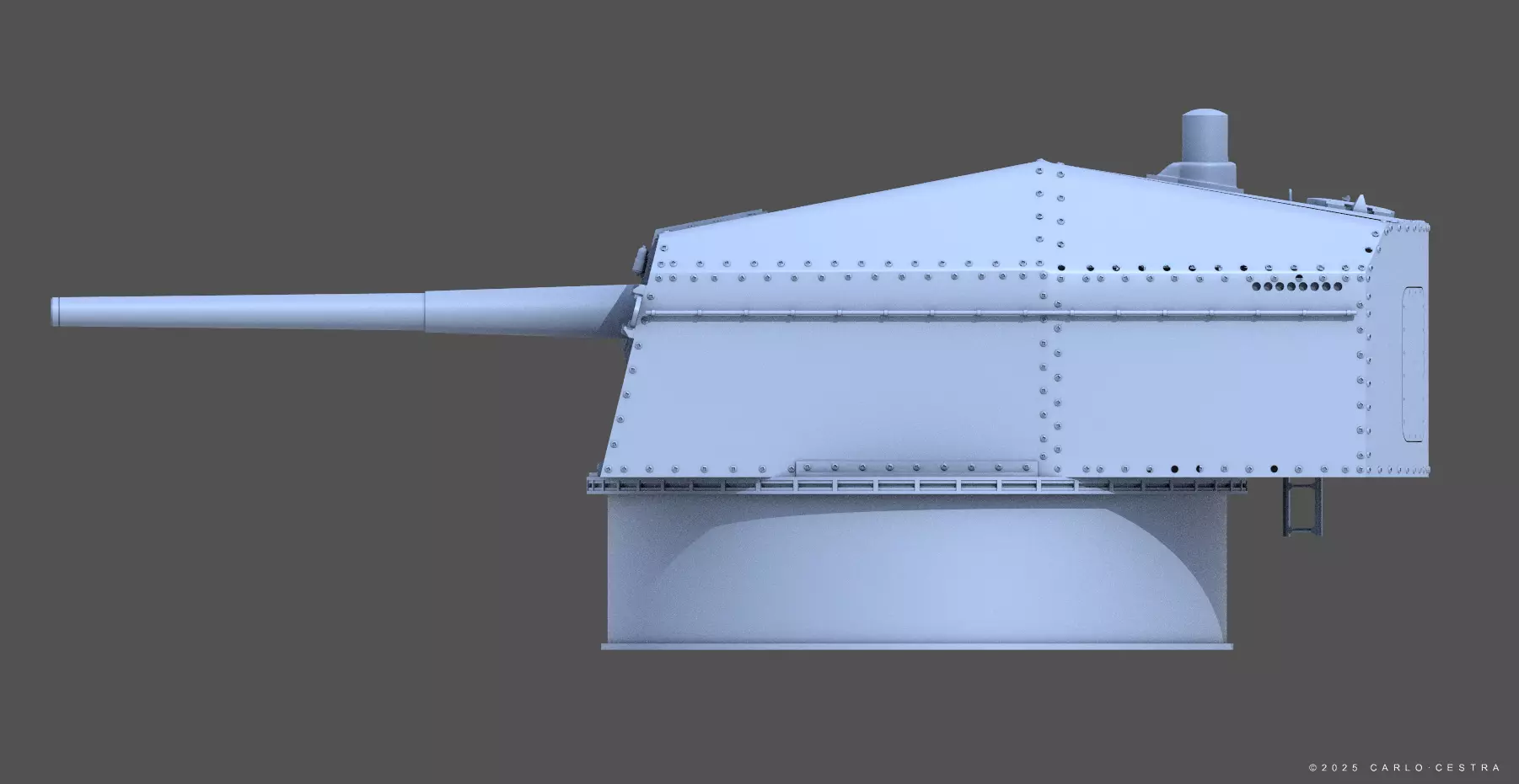 Bismarck 15cm turret 01 - Personal license - 1-350 scale 3D print model_4
