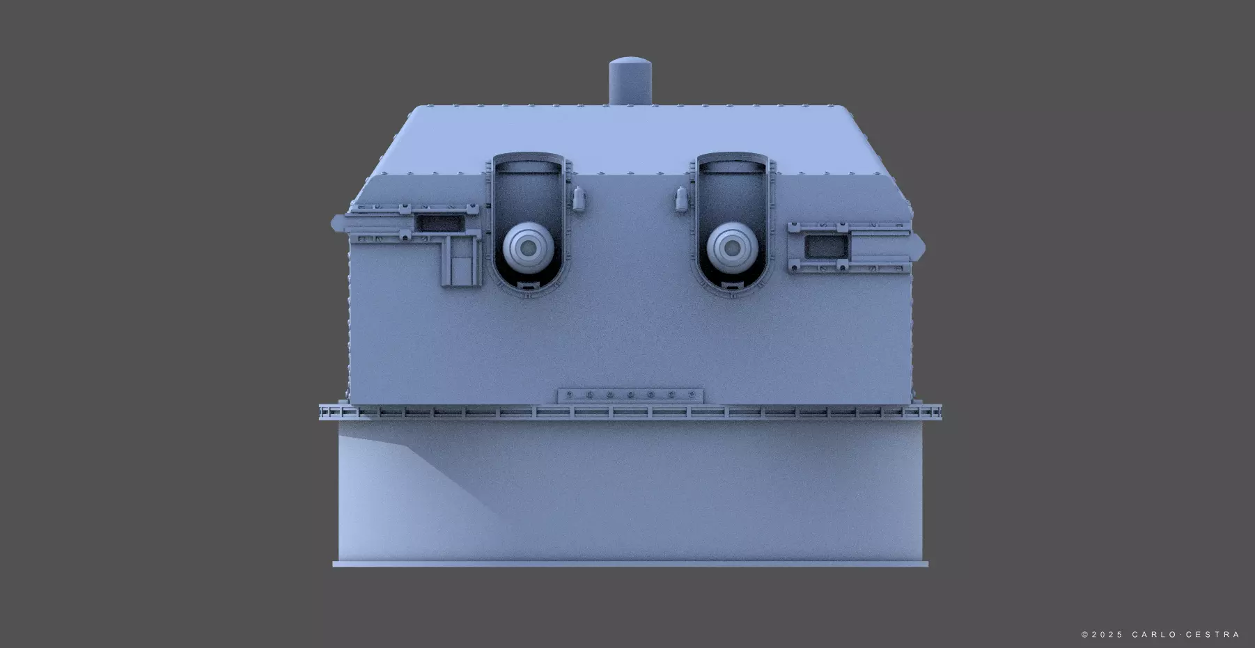 Bismarck 15cm turret 01 - Personal license - 1-350 scale 3D print model_9