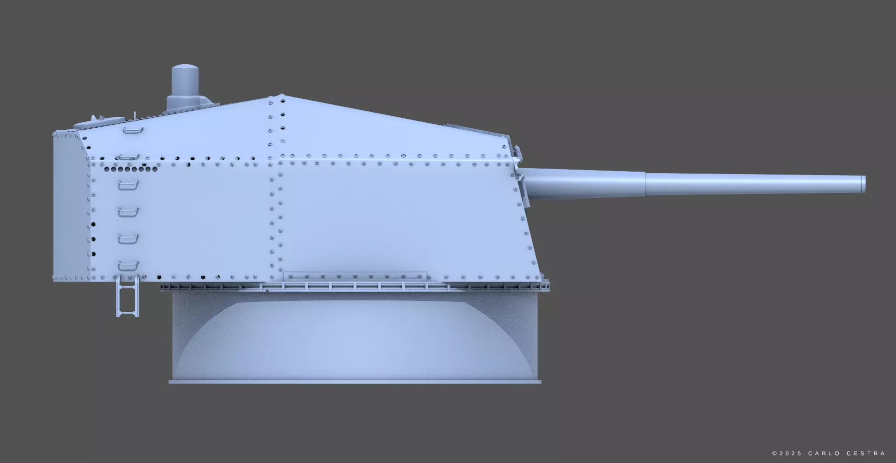 Bismarck 15cm turret 01 - Personal license - 1-350 scale 3D print model_5