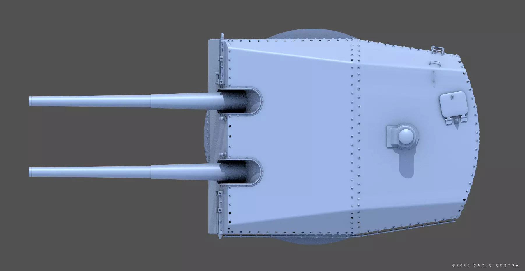 Bismarck 15cm turret 01 - Personal license - 1-350 scale 3D print model_6