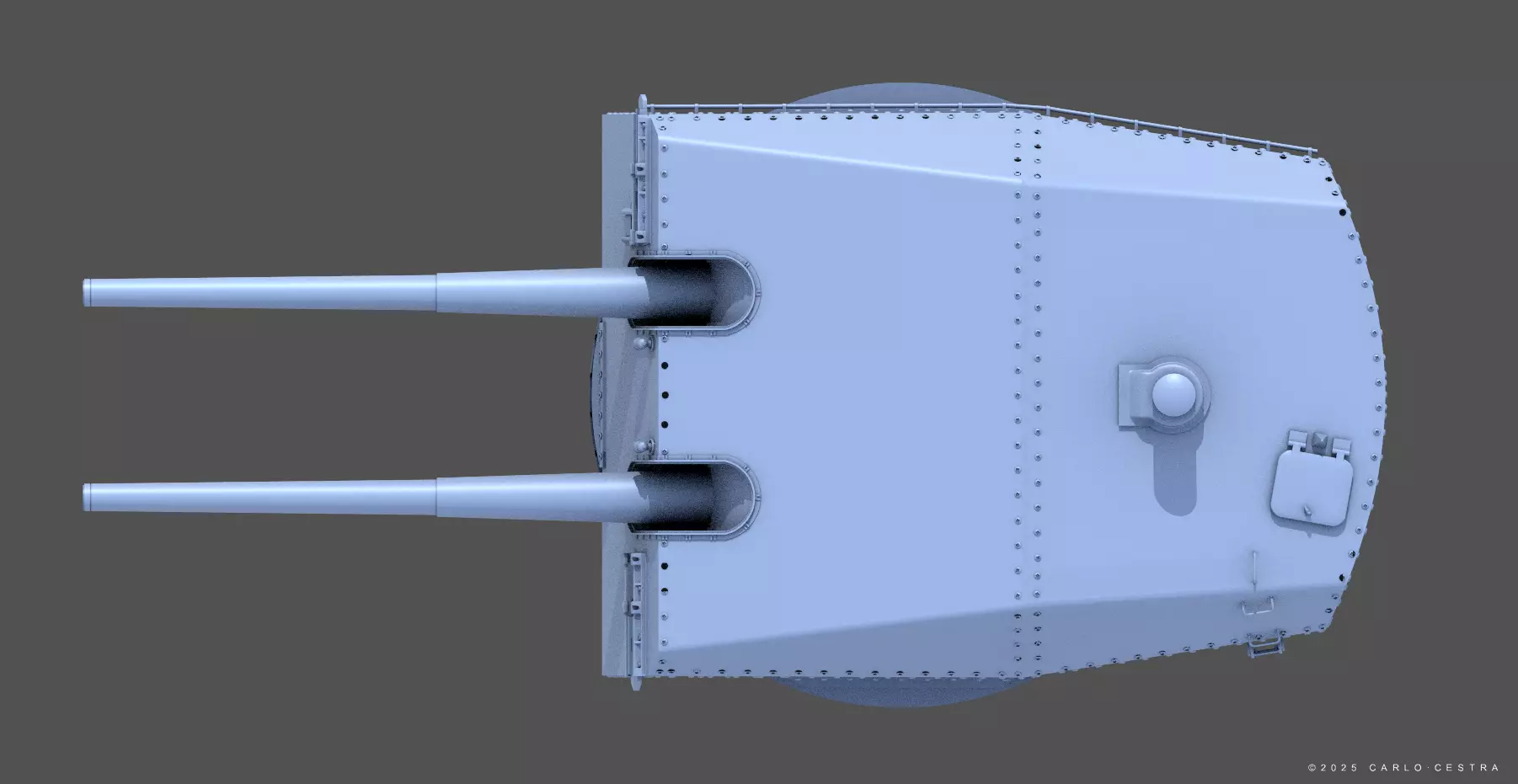 Bismarck 15cm turret 01 - Personal license - 1-350 scale 3D print model_7