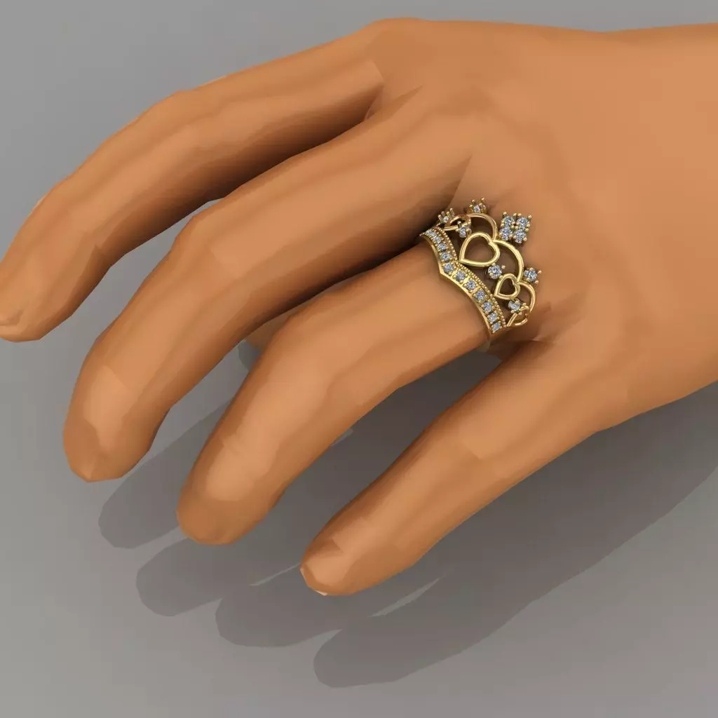 Anillo Corona 15 Crown Ring 15 Ready for Resin Printing 3D print model_6