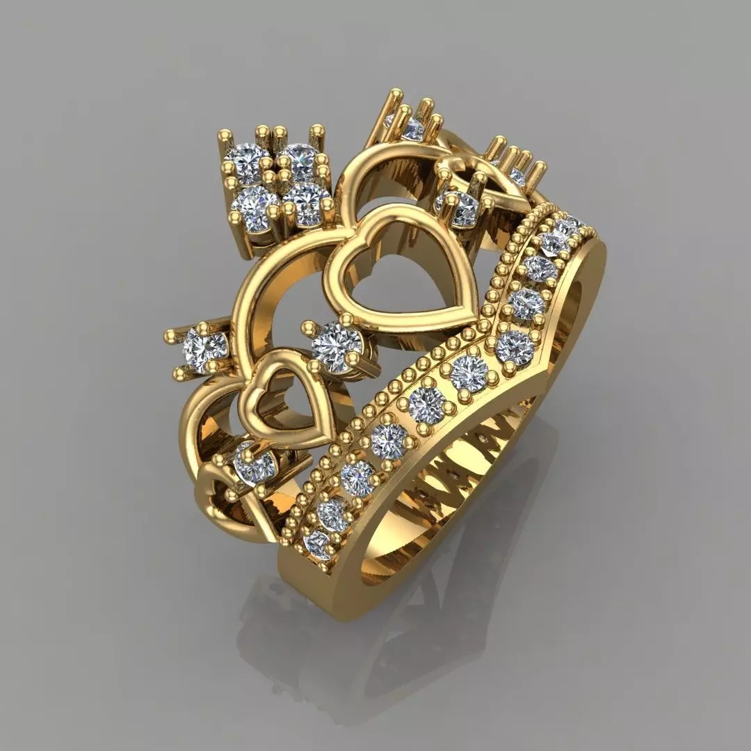 Anillo Corona 15 Crown Ring 15 Ready for Resin Printing 3D print model_2