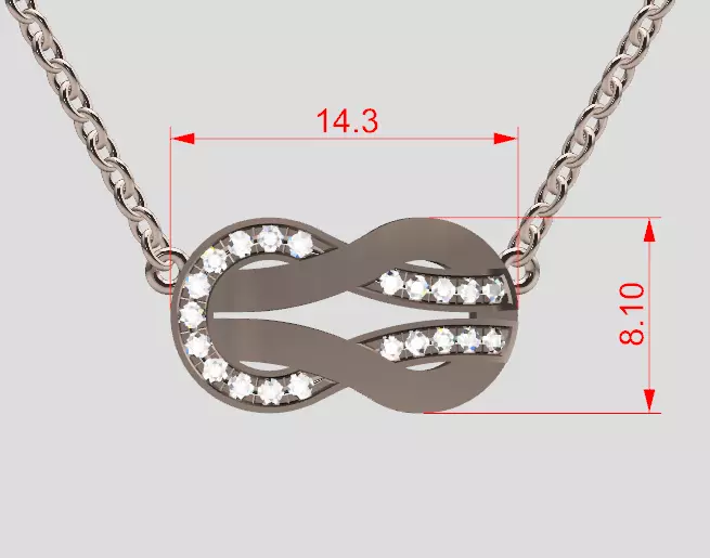 Chance infinie diamond necklace 3D print model_4