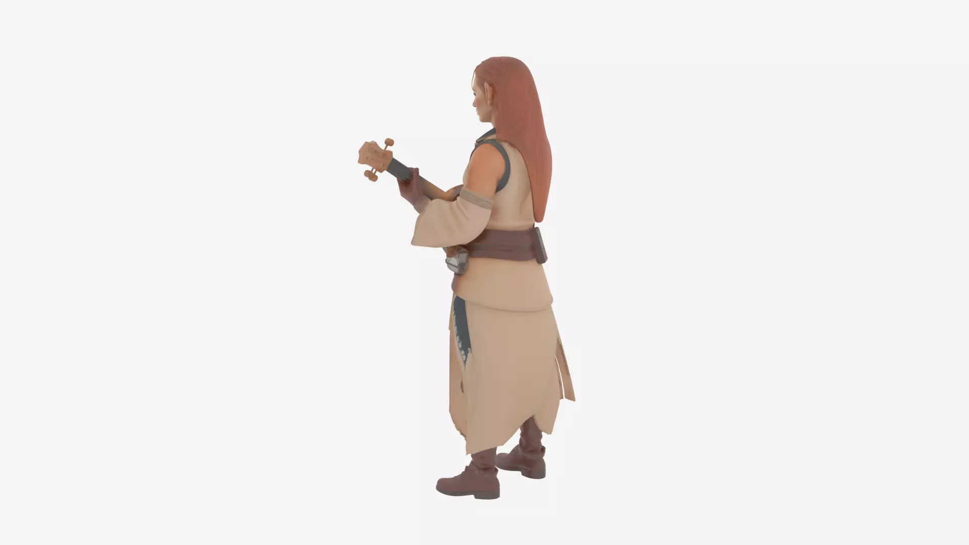 Artistic Graceful Blood Elf Musician with Lute 3D Model World 3D model_5