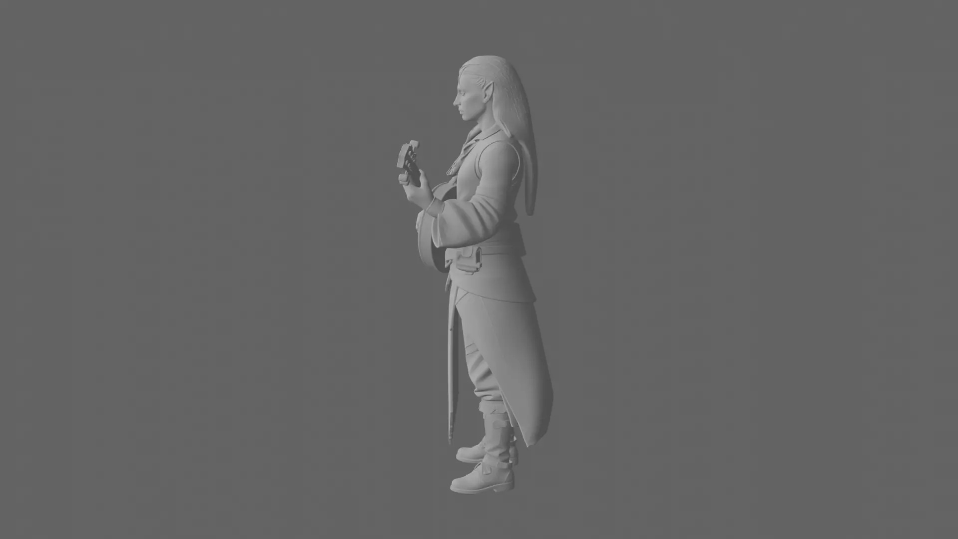 Artistic Graceful Blood Elf Musician with Lute 3D Model World 3D model_7