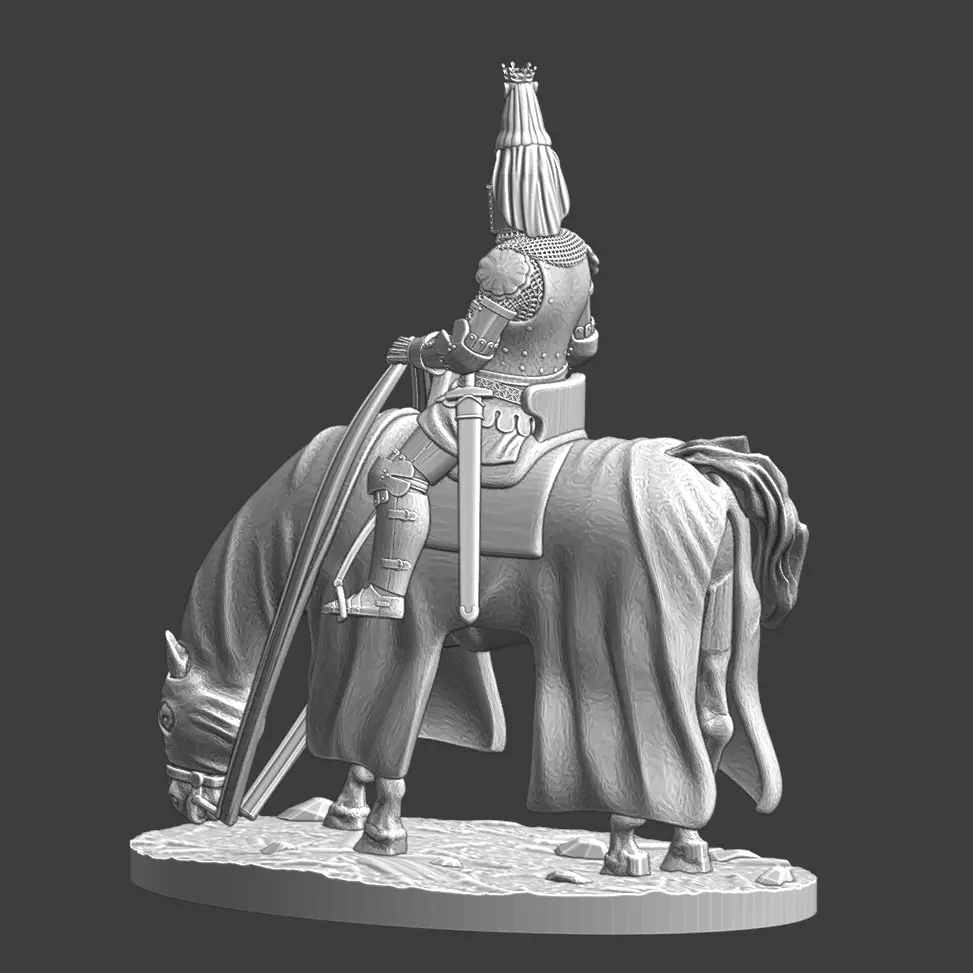 High Ranking Medieval Knight on Horse Great Helm with Crest 3D print model_7
