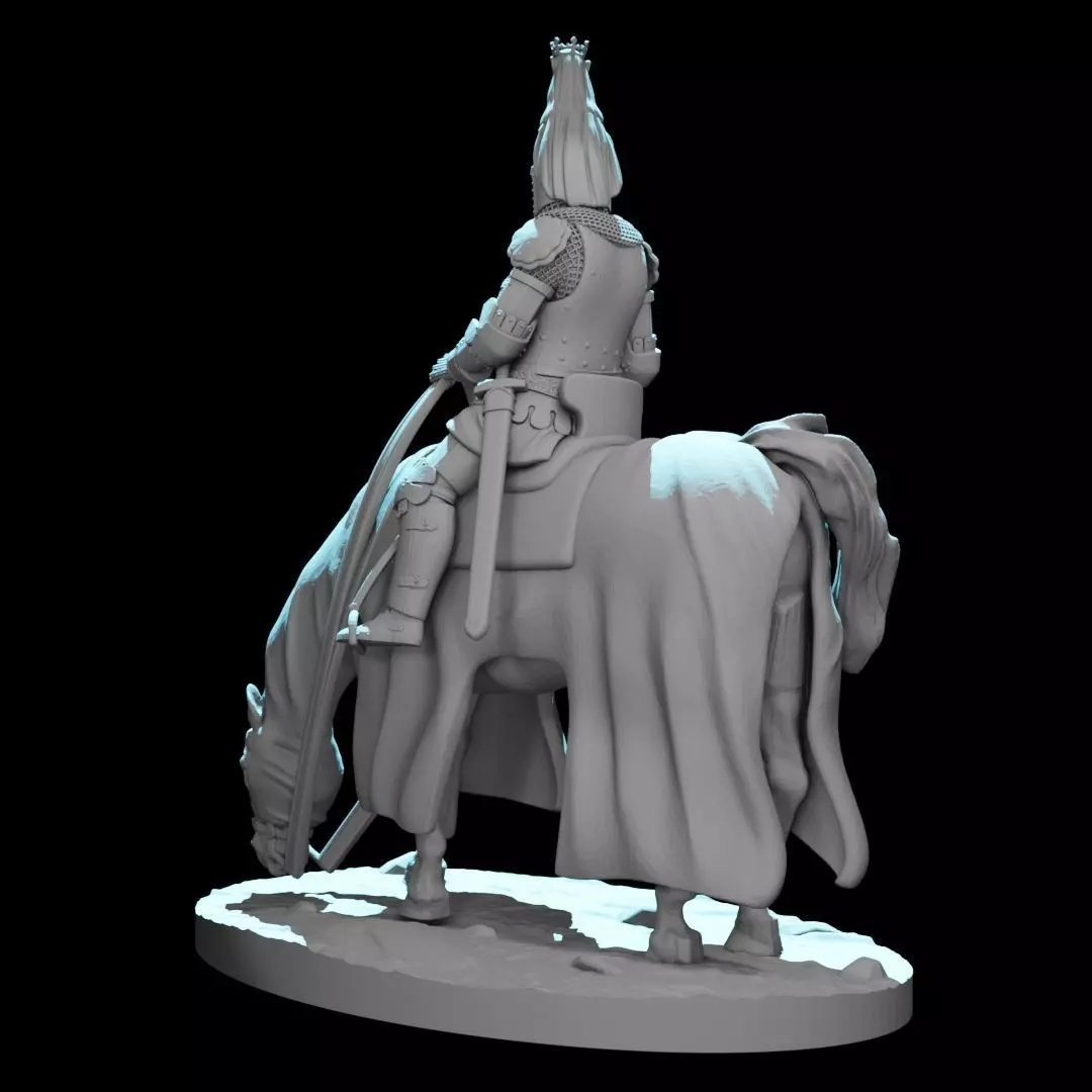 High Ranking Medieval Knight on Horse Great Helm with Crest 3D print model_2