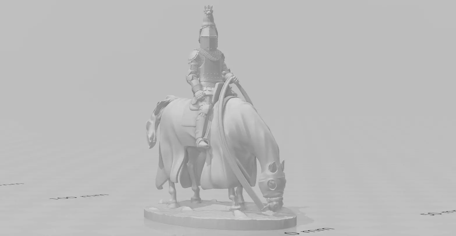 High Ranking Medieval Knight on Horse Great Helm with Crest 3D print model_9