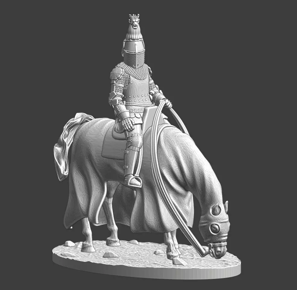 High Ranking Medieval Knight on Horse Great Helm with Crest 3D print model_8
