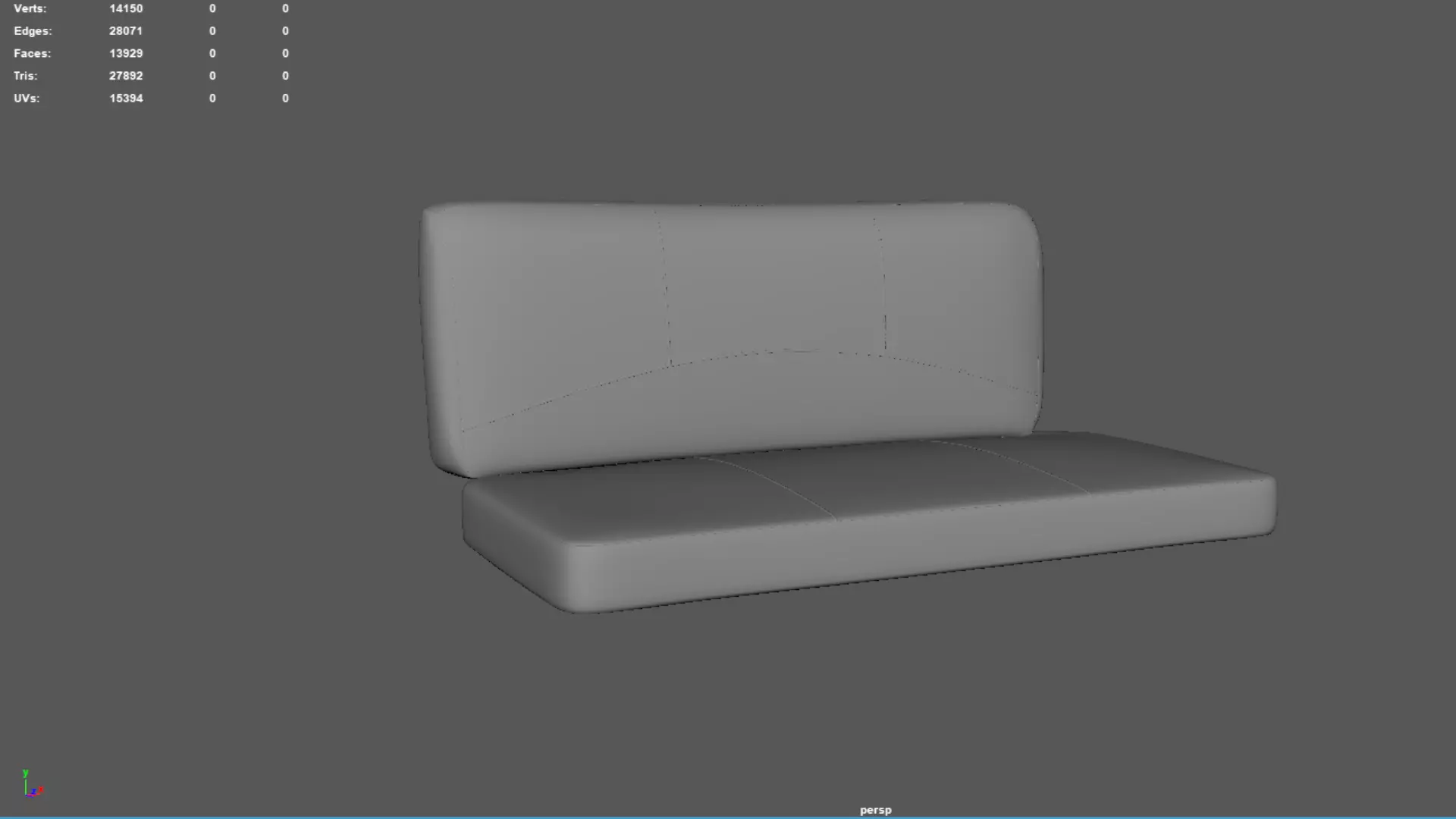 Cushion Sofa Seat Modern Upholstered and Backrest Low-poly 3D model_3