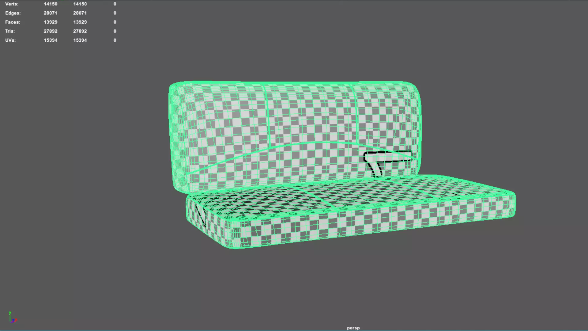 Cushion Sofa Seat Modern Upholstered and Backrest Low-poly 3D model_4