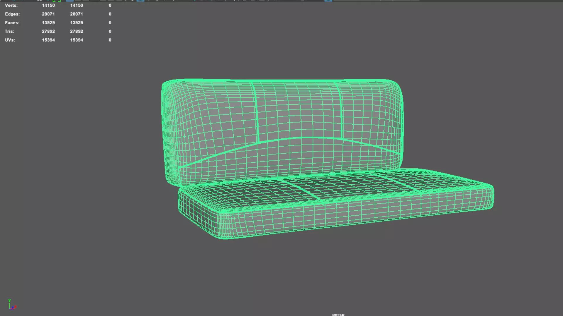 Cushion Sofa Seat Modern Upholstered and Backrest Low-poly 3D model_5
