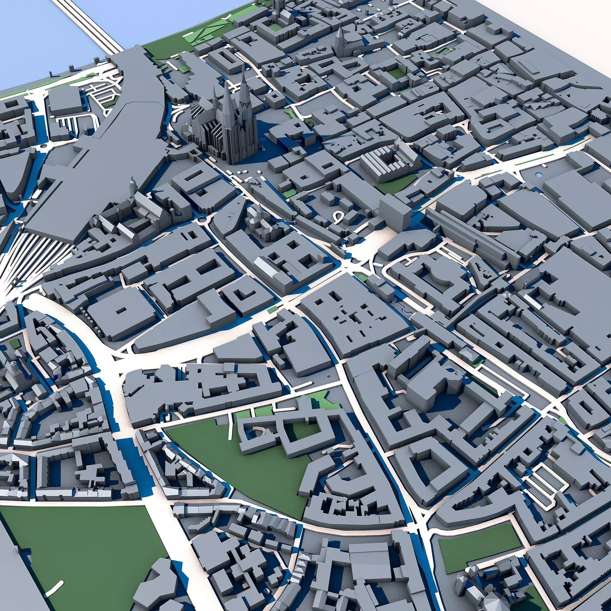 Cologne Cityscape Cologne Cathedral Rhine River German Urban 3D model_5