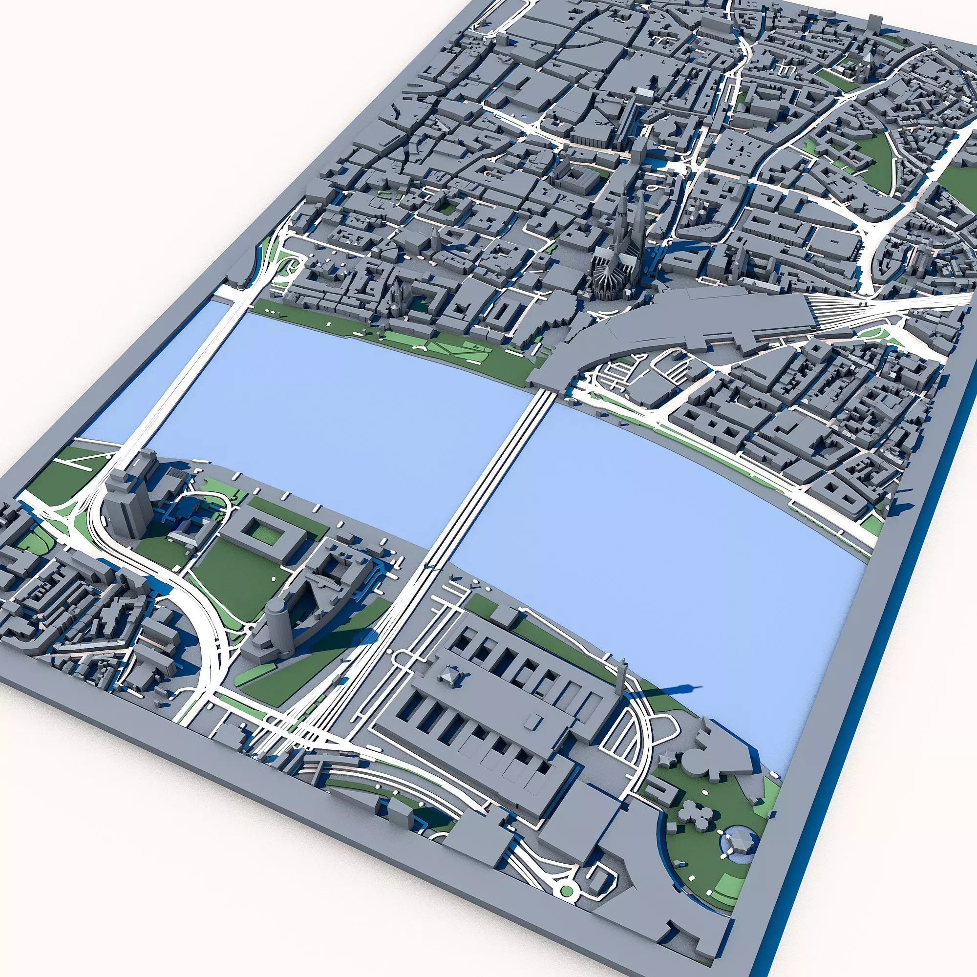 Cologne Cityscape Cologne Cathedral Rhine River German Urban 3D model_7