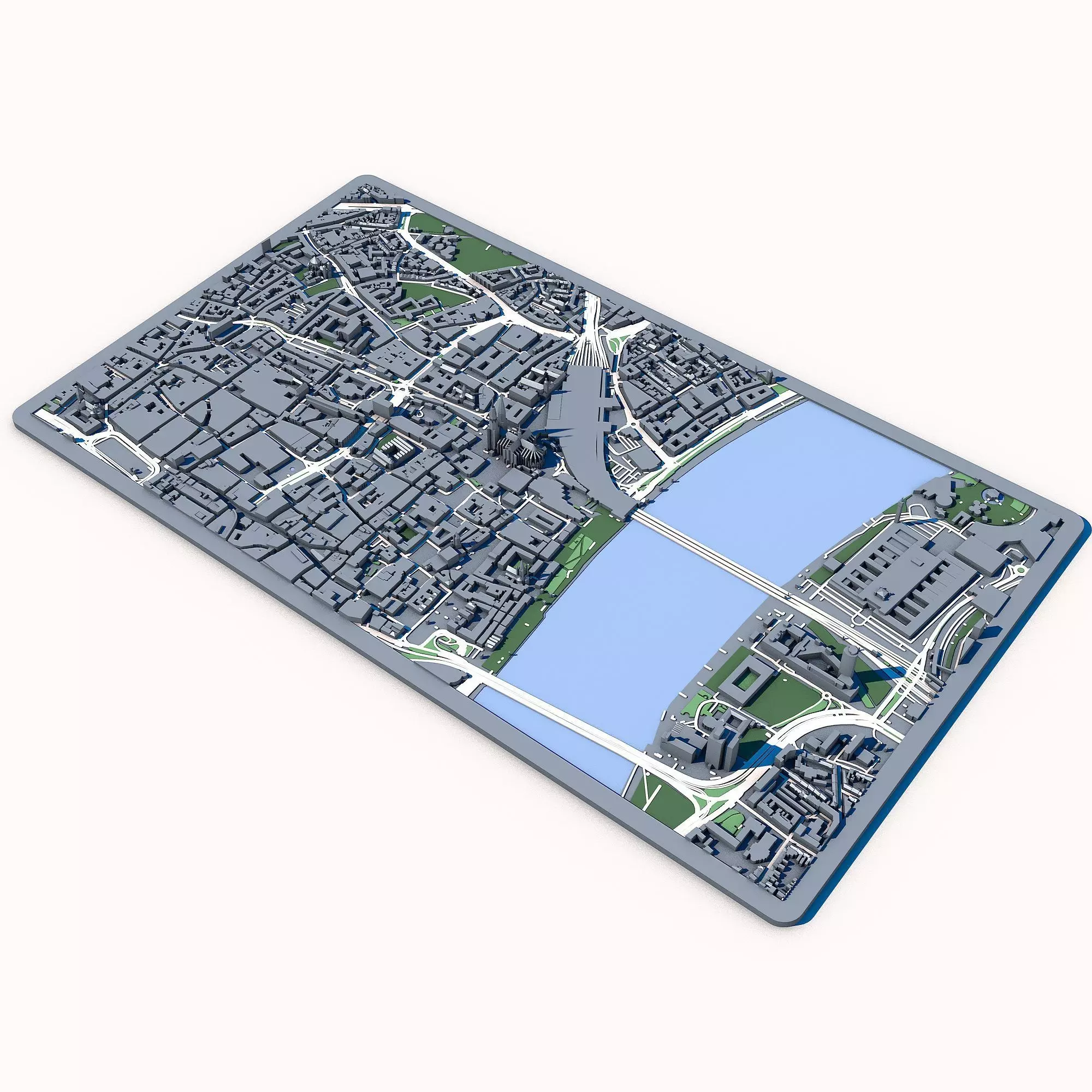 Cologne Cityscape Cologne Cathedral Rhine River German Urban 3D model_1