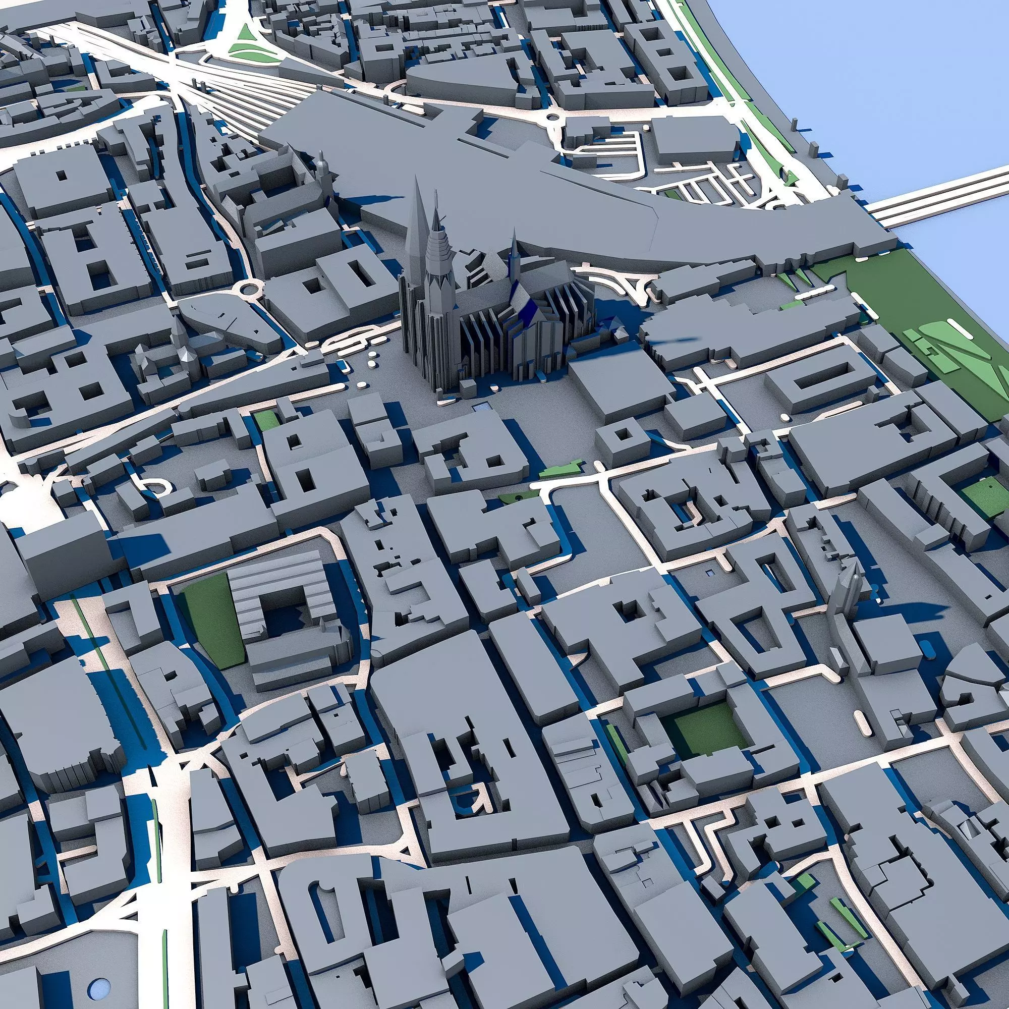 Cologne Cityscape Cologne Cathedral Rhine River German Urban 3D model_3
