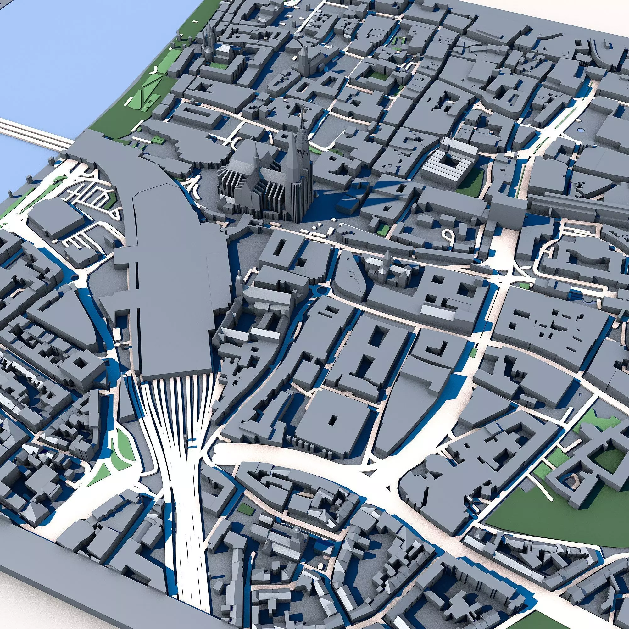 Cologne Cityscape Cologne Cathedral Rhine River German Urban 3D model_6