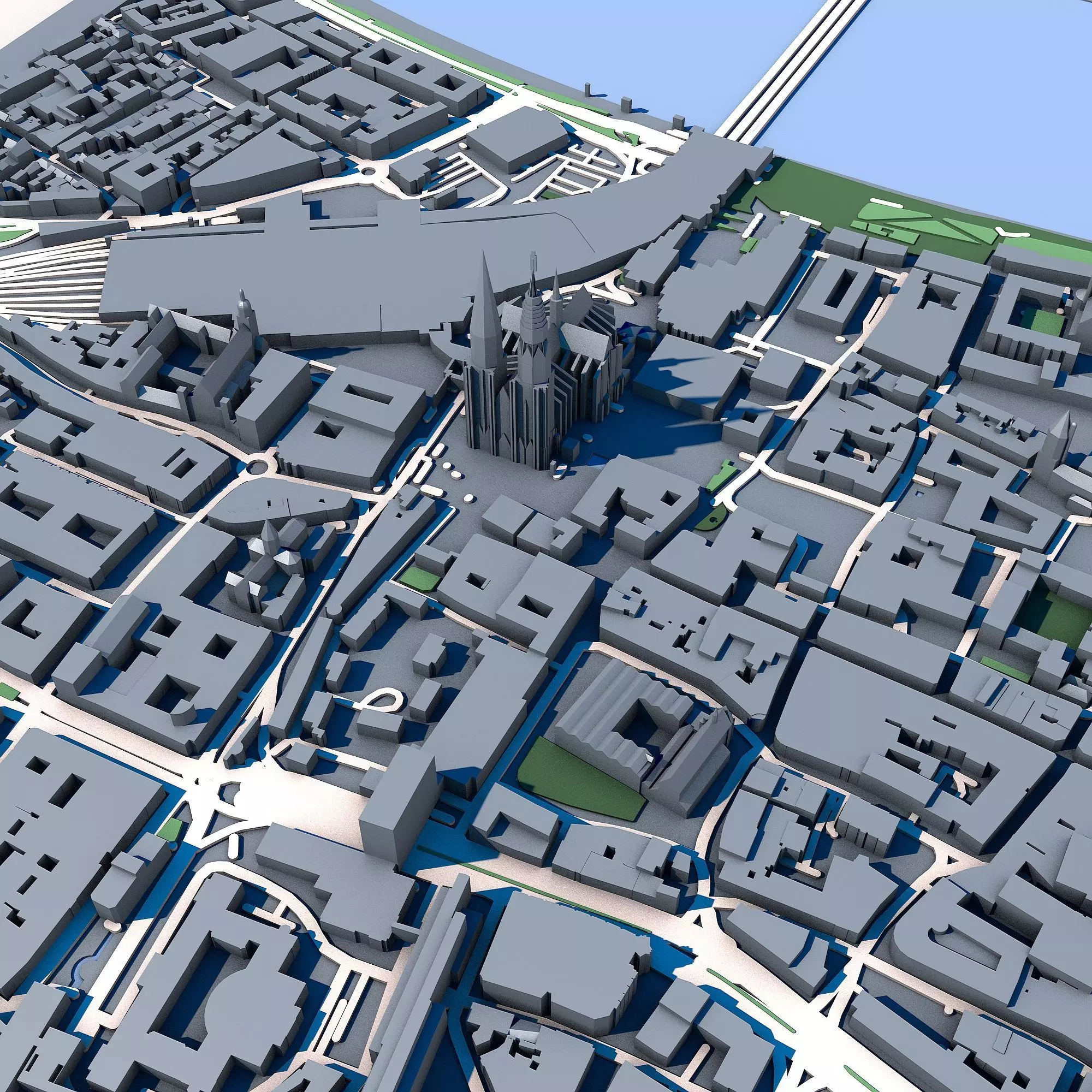 Cologne Cityscape Cologne Cathedral Rhine River German Urban 3D model_4