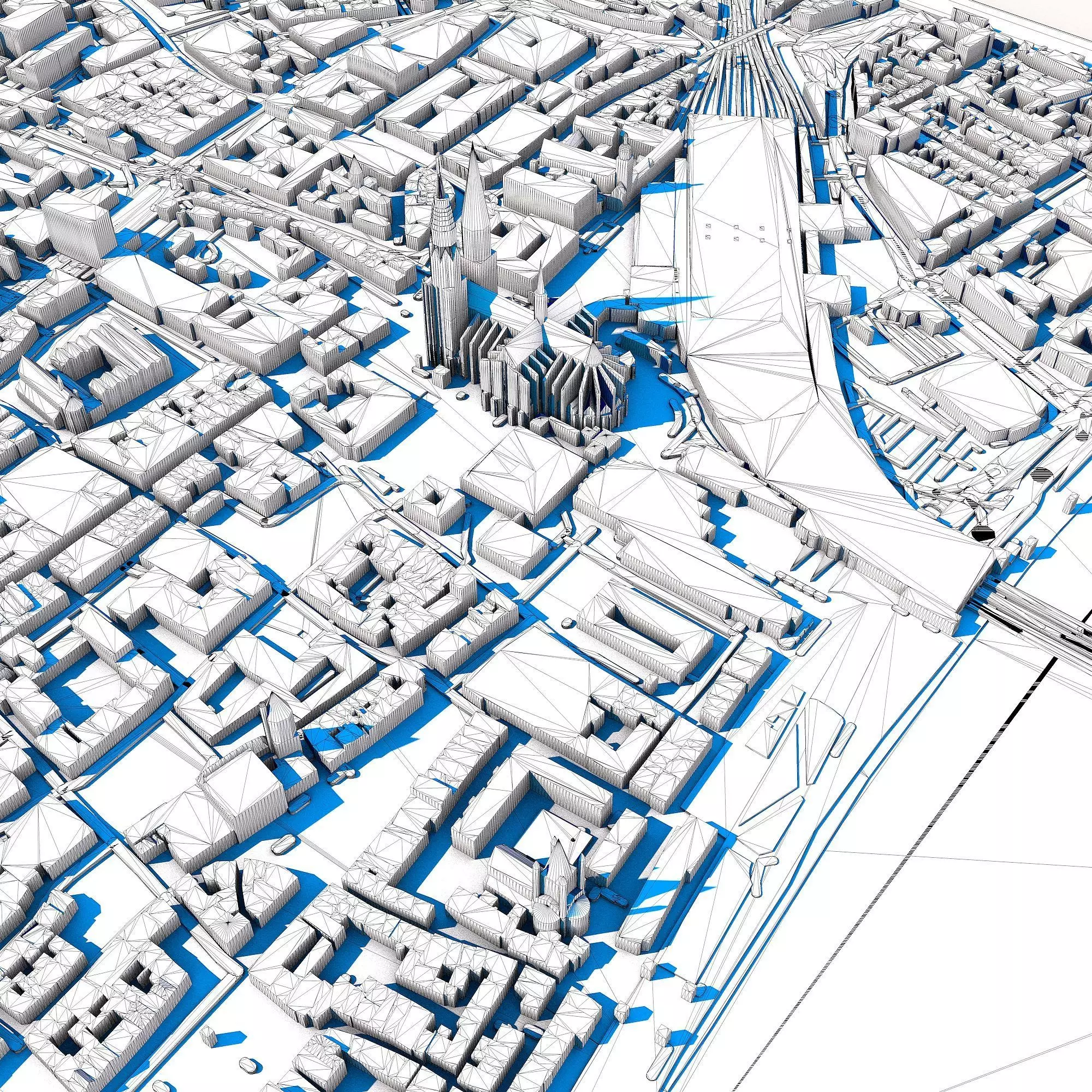Cologne Cityscape Cologne Cathedral Rhine River German Urban 3D model_8