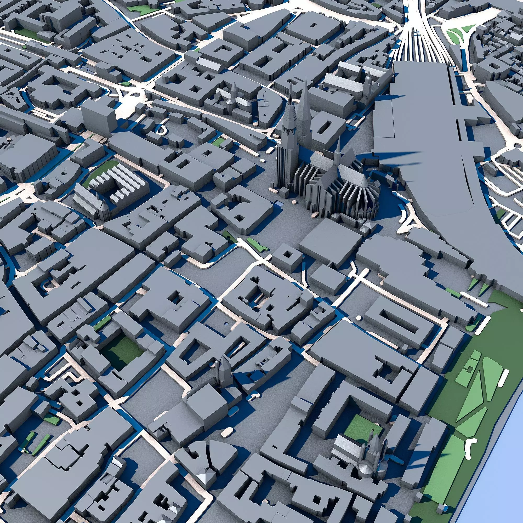 Cologne Cityscape Cologne Cathedral Rhine River German Urban 3D model_2