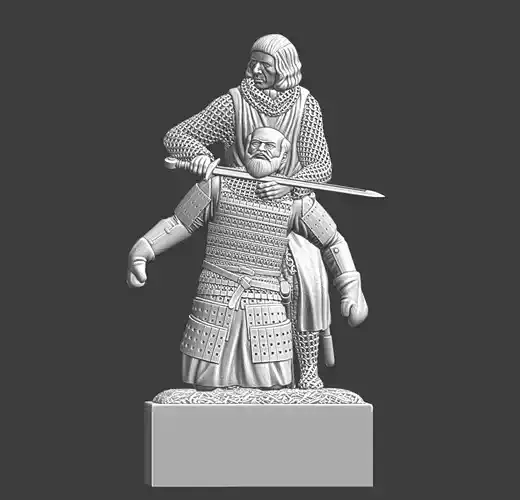 Medieval Kill Scene STL Knight vs Novgorod Warrior Lake Peipus 