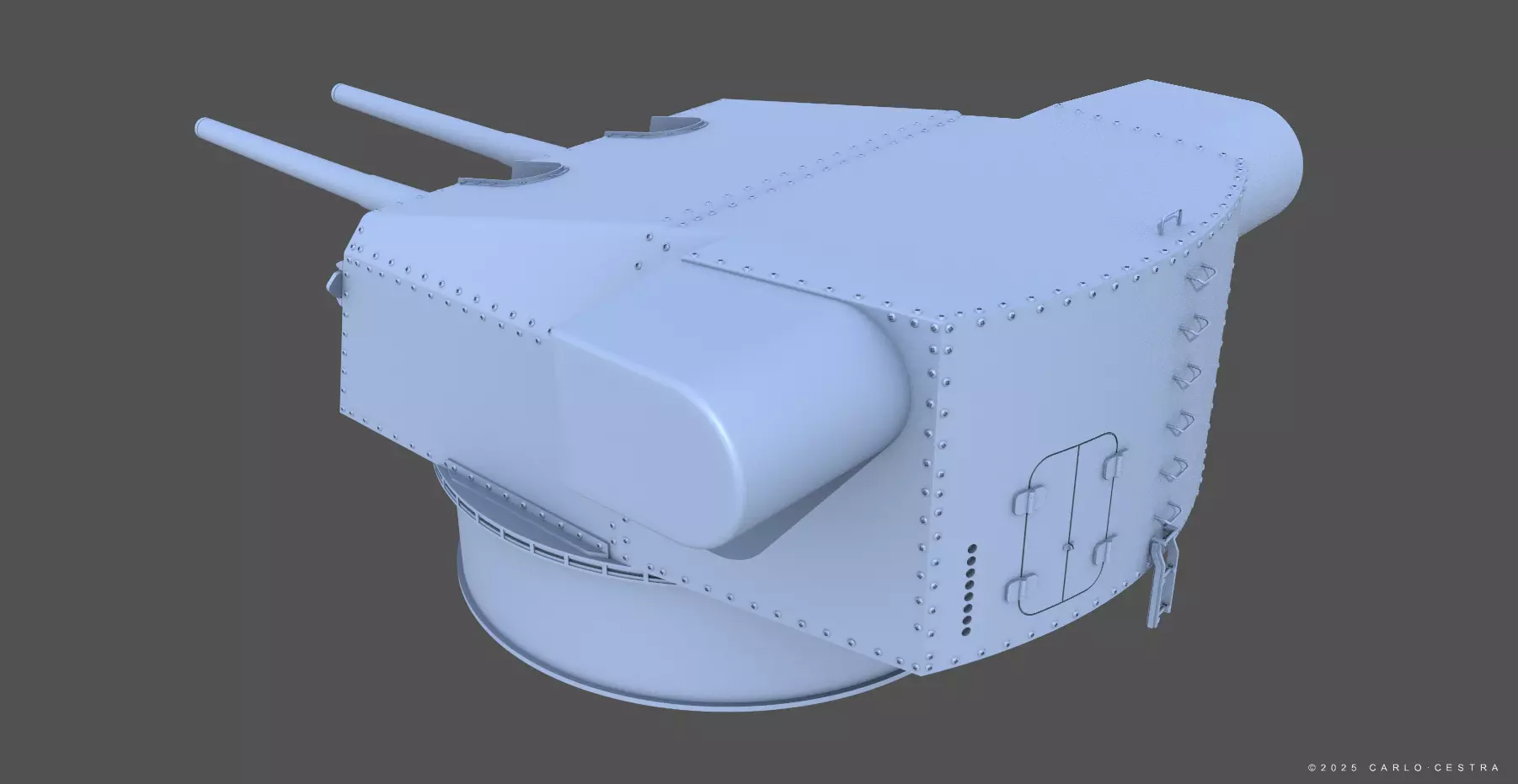 Bismarck 15cm turret 02 - Commercial license - 1-350 scale 3D print model_2