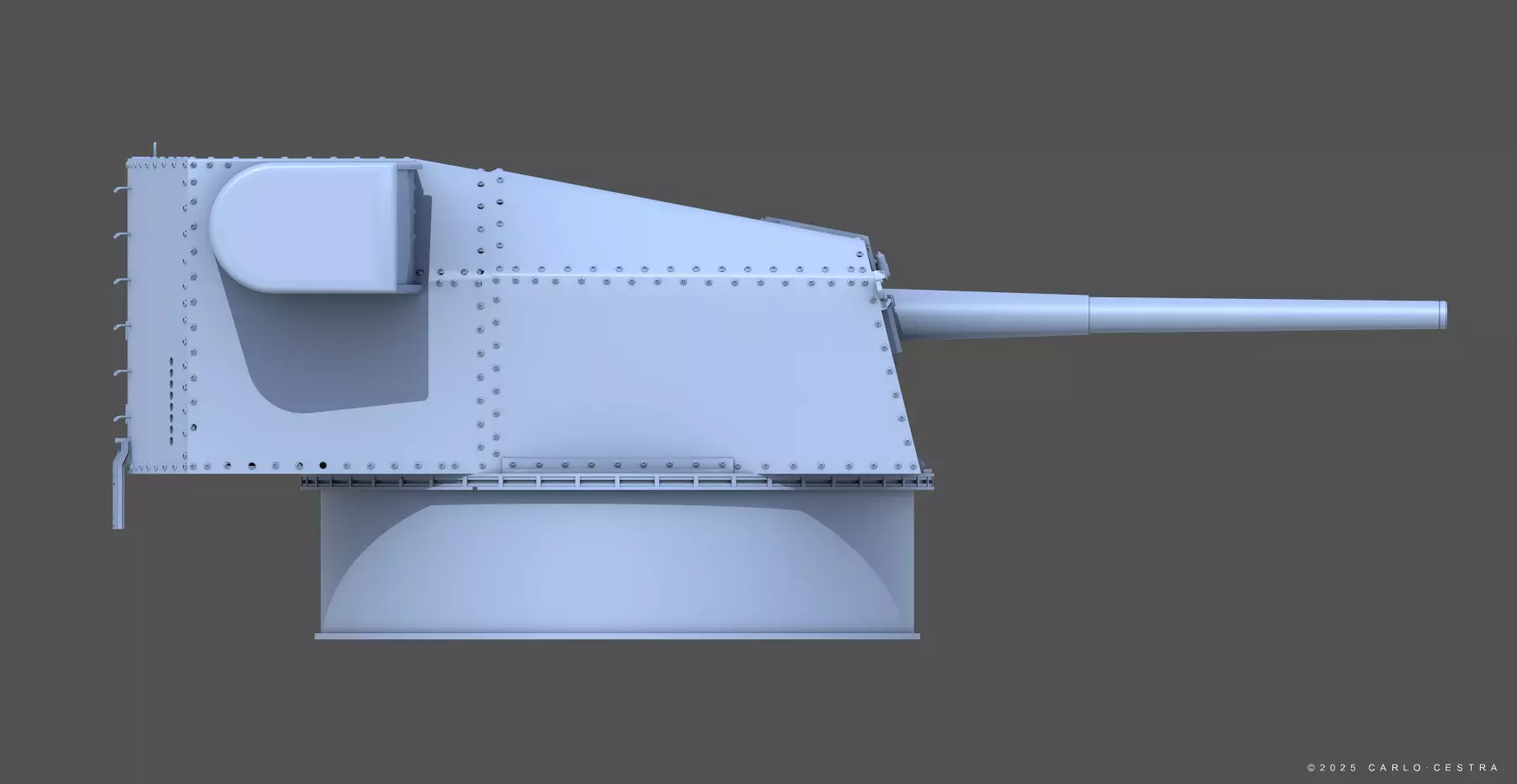 Bismarck 15cm turret 02 - Commercial license - 1-350 scale 3D print model_5