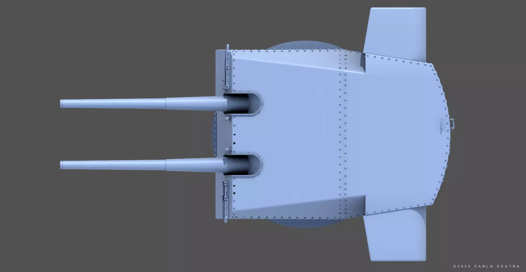 Bismarck 15cm turret 02 - Commercial license - 1-350 scale 3D print model_6