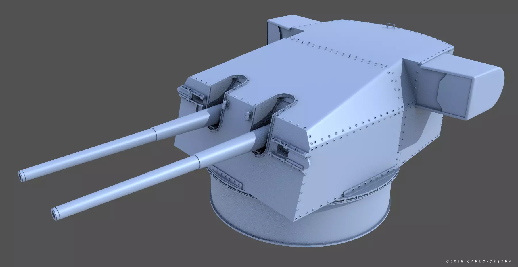 Bismarck 15cm turret 02 - Commercial license - 1-350 scale 3D print model_3