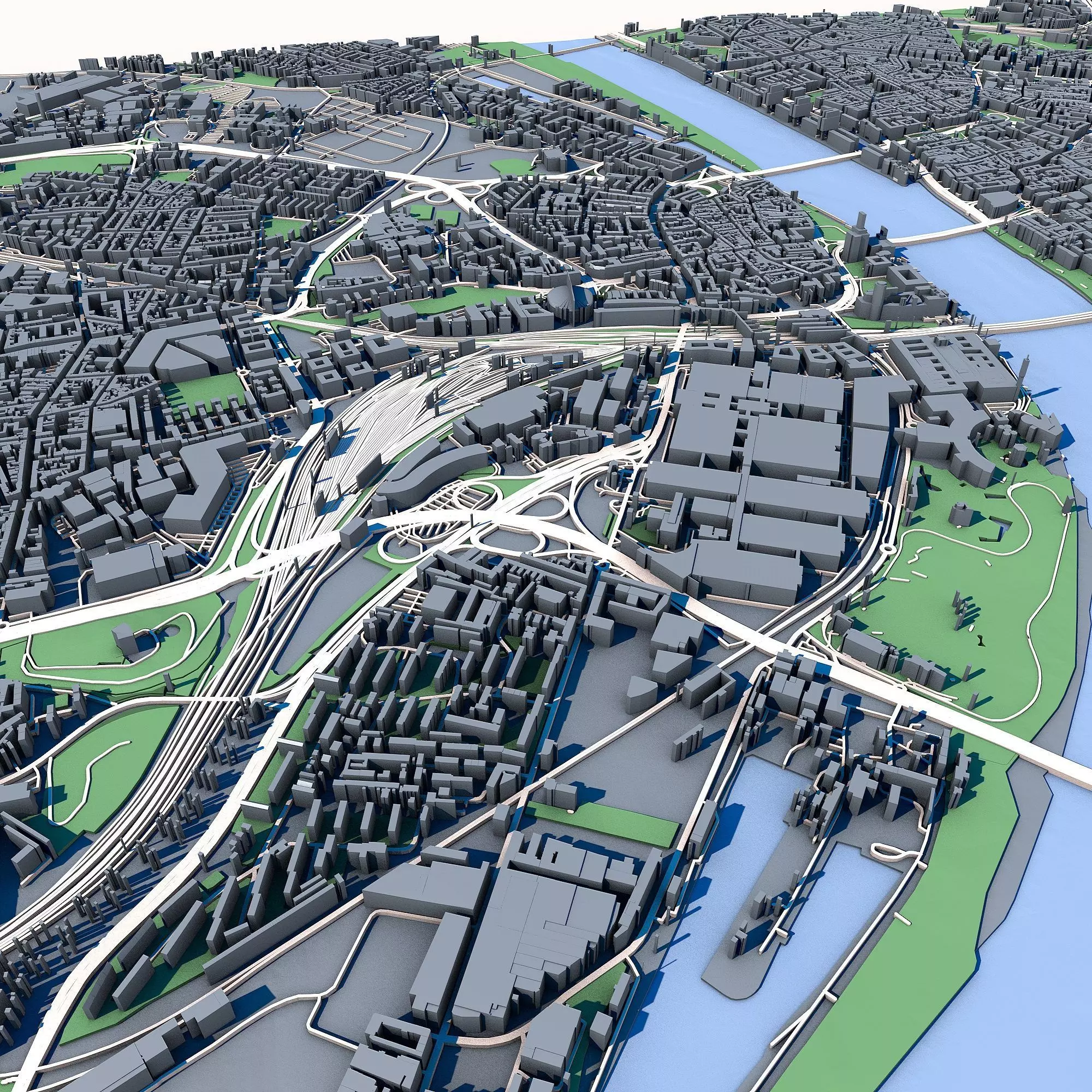 Cologne Cityscape Cologne Cathedral Rhine River German Landscape 3D model_10