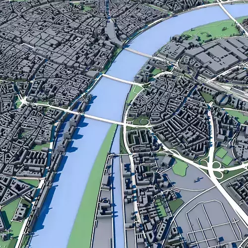 Cologne Cityscape Cologne Cathedral Rhine River German Landscape 3D model Cologne Cityscape Cologne Cathedral Rhine River German Landscape 3D model