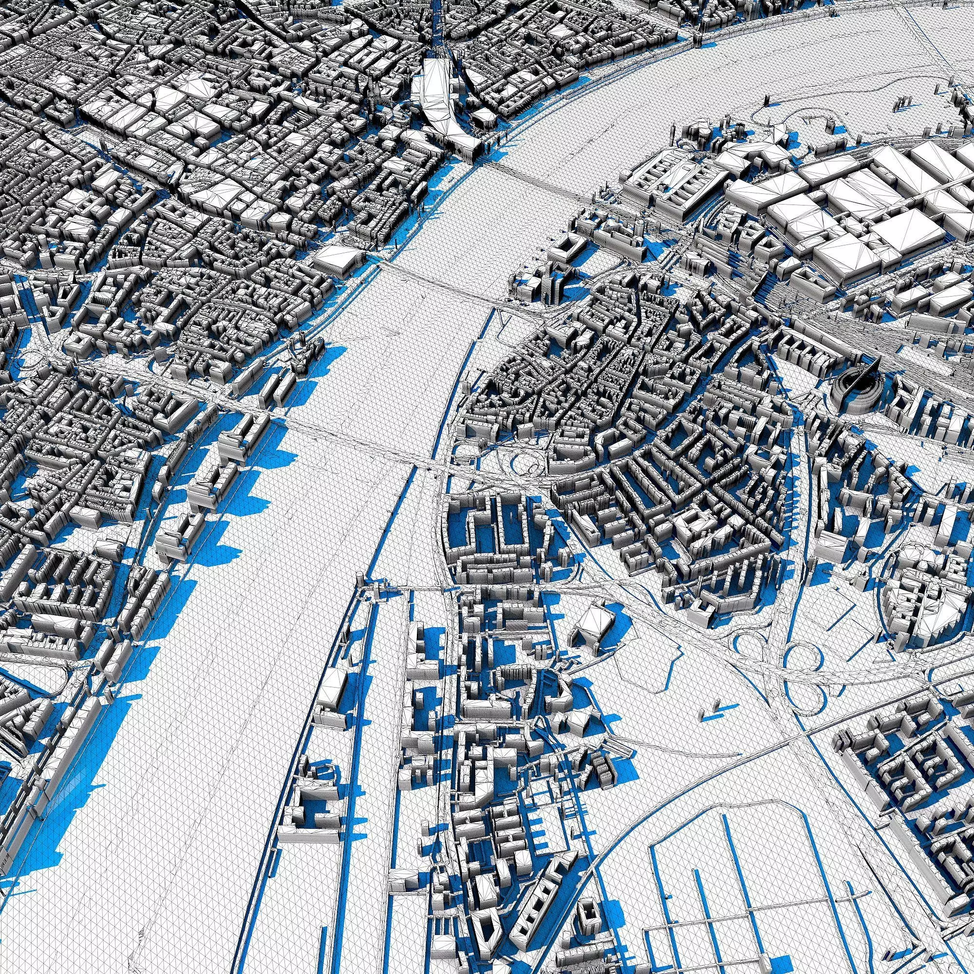 Cologne Cityscape Cologne Cathedral Rhine River German Landscape 3D model_11