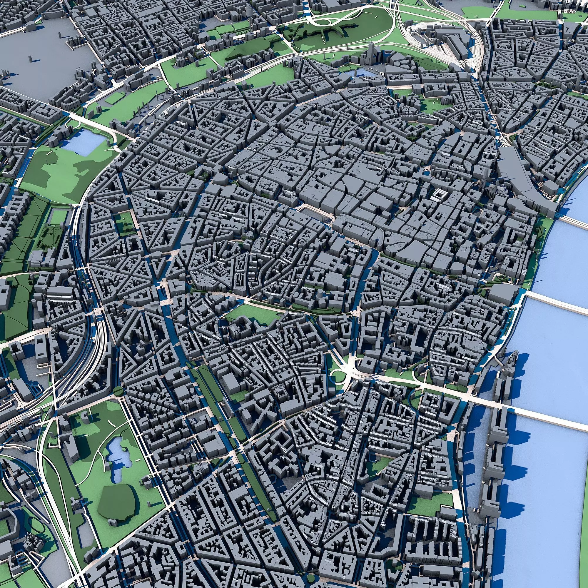 Cologne Cityscape Cologne Cathedral Rhine River German Landscape 3D model_3